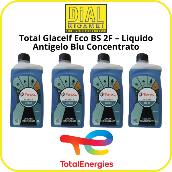Total Glacelf Eco BS 2F – Liquido Antigelo Blu Concentrato 4L | Tecnologia OAT | Protezione Radiatore