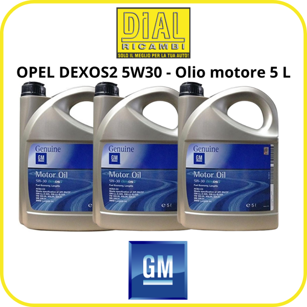 OPEL DEXOS2 5W30 – Olio motore 15L | Originale Opel GM | Olio Sintetico Longlife | Specifiche Dexos2, ACEA C3, API SN/CF