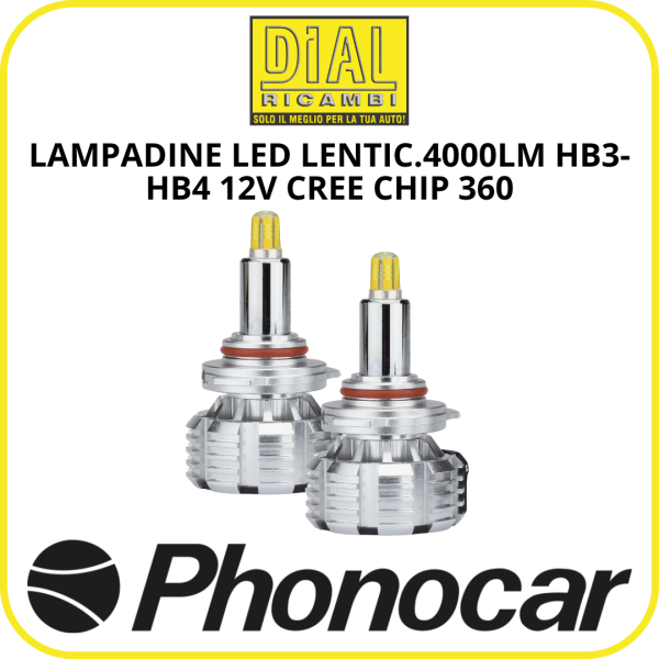 LAMPADINE LED LENTIC.4000LM HB3-HB4 12V CREE CHIP 360