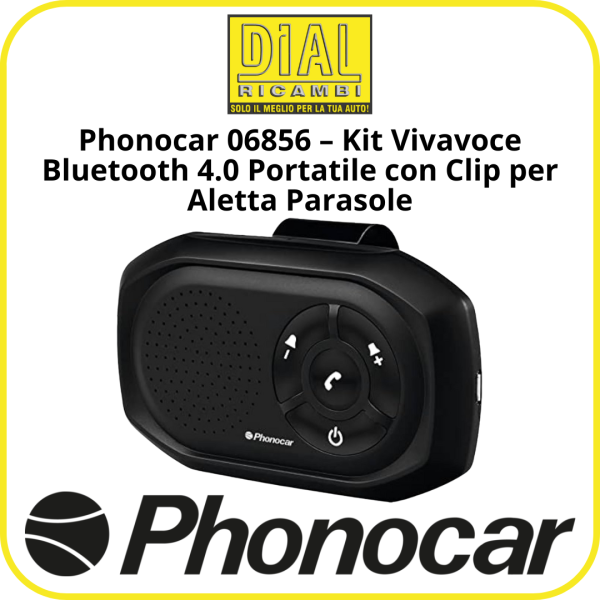 Phonocar 06856 – Kit Vivavoce Bluetooth 4.0 Portatile con Clip per Aletta Parasole