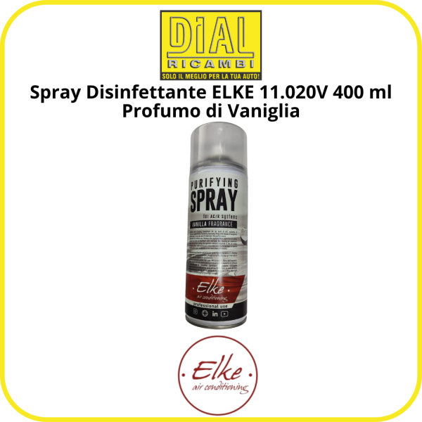 Spray Disinfettante ELKE 11.020V 400 ml – Con Profumo di Vaniglia | Igienizzante per Condizionatori, Superfici e Tessuti