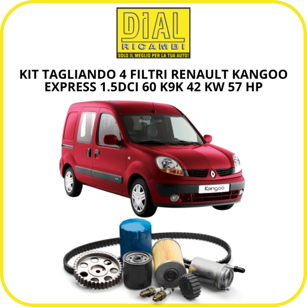 RENAULT KANGOO EXPRESS 1.5 DCI 60 K9K - 42 KW / 57 HP dal 11/02 al 04/08 Kit Tagliando 4 Filtri