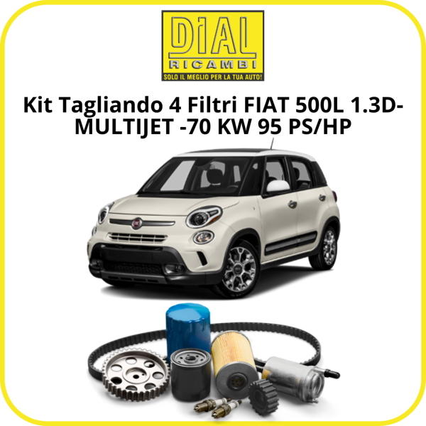 Kit Tagliando 4 Filtri FIAT 500L 1.3D- MULTIJET -70 KW 95 PS/HP MONTAGGIO UFI