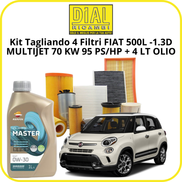 copy of Kit Tagliando 4 Filtri FIAT 500L 1.3D- MULTIJET -70 KW 95 PS/HP MONTAGGIO UFI