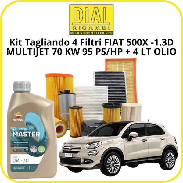 copy of Kit Tagliando 4 Filtri FIAT 500L 1.3D- MULTIJET -70 KW 95 PS/HP MONTAGGIO UFI