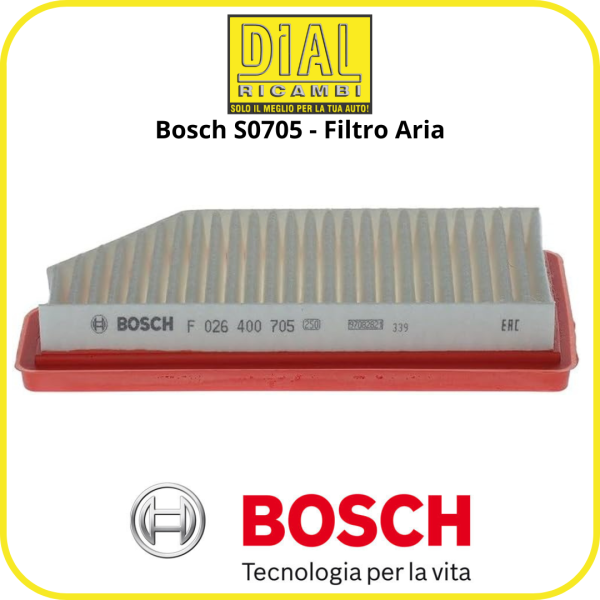 Filtro aria Bosch S0705 – Filtro Aria auto Ø44 mm, alta efficienza e protezione motore