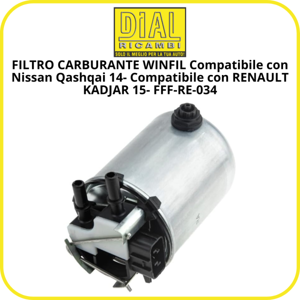FILTRO CARBURANTE WINFIL FFF-RE-034 Compatibile con Nissan Qashqai 14- Compatibile con RENAULT KADJAR 15