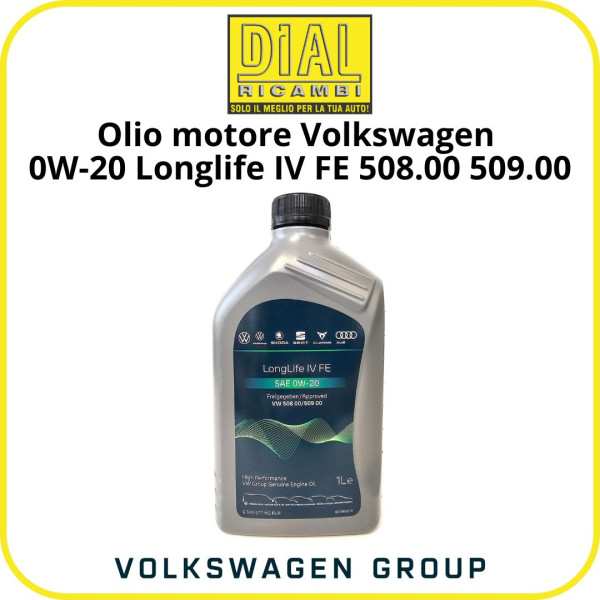 Olio motore Volkswagen 0W-20 Longlife IV FE originale VW 508.00 509.00 1 Lt alte prestazioni