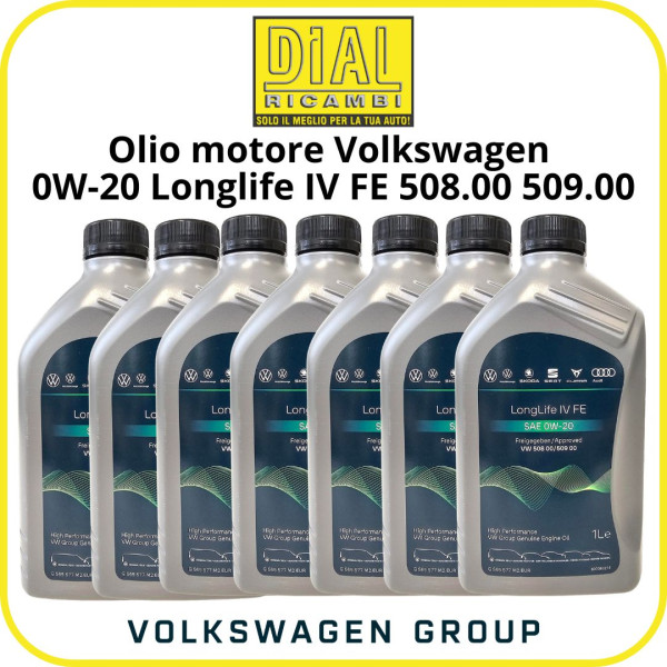 Olio motore Volkswagen 0W-20 Longlife IV FE originale VW 508.00 509.00 7 Lt alte prestazioni
