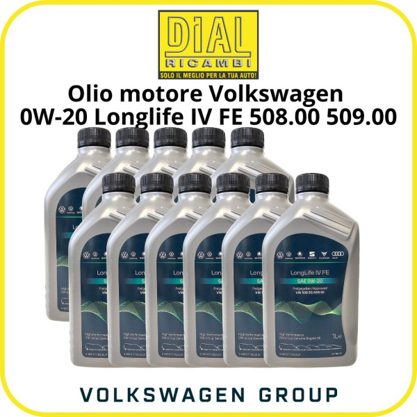 Olio motore Volkswagen 0W-20 Longlife IV FE originale VW 508.00 509.00 11 Lt alte prestazioni